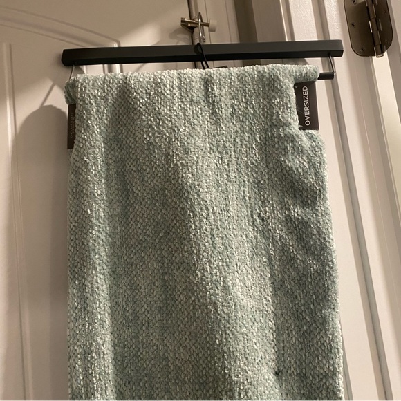 NEW Chenille Mint light Green Fringe Tassels Hem Throw Blanket - Picture 3 of 5